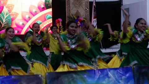 Dancers in costumes perform their practiced dance steps Stock Footage 335525769