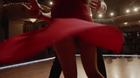 Dancers Couple Performing Rhythmic Dance on Scene Stock Footage 158613288