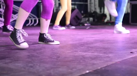 Dancers feet, groups of young dances close up on foot Stock Footage 44642068