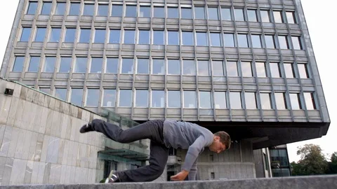 Dancer's Hand Touching The Floor While Preforming Breakdance Move Stock Footage 87711324