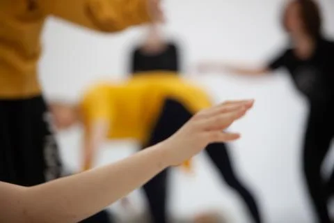 Dancers movement contact improvisation performance Stock Photos