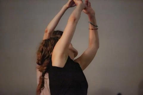 Dancers movement contact improvisation performance Stock Photos