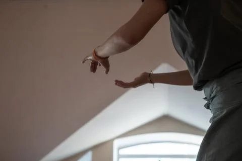 Dancers movement contact improvisation performance Stock Photos