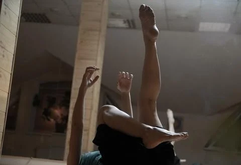 Dancers movement contact improvisation performance Stock Photos