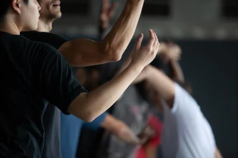 Dancers movement contact improvisation performance Stock Photos