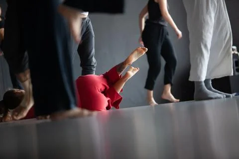 Dancers movement contact improvisation performance Stock Photos
