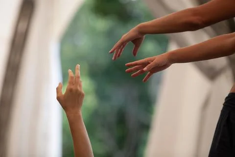 Dancers movement contact improvisation performance Stock Photos