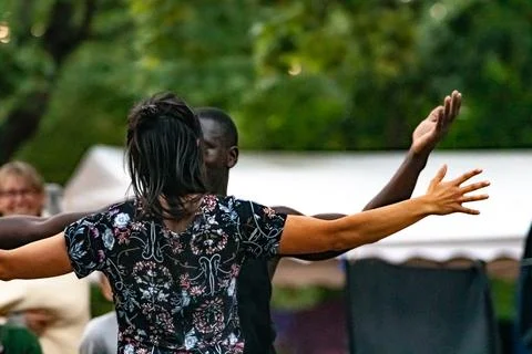 Dancers movement contact improvisation performance Stock Photos