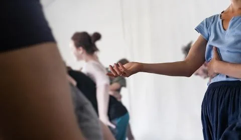 Dancers movement contact improvisation performance Stock Photos