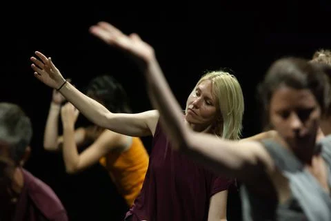 Dancers movement contact improvisation performance Stock Photos