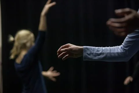 Dancers movement contact improvisation performance Stock Photos