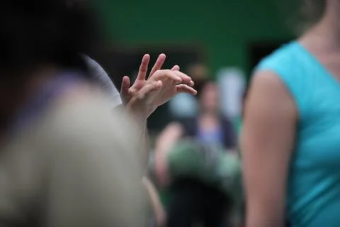 Dancers movement contact improvisation performance Stock Photos