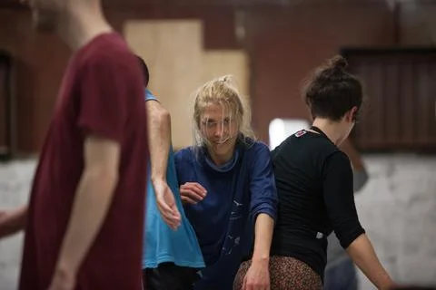 Dancers movement contact improvisation performance Stock Photos
