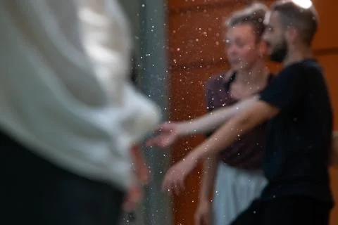 Dancers movement contact improvisation performance Stock Photos