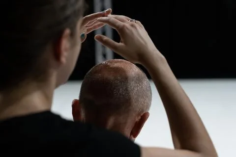 Dancers movement contact improvisation performance Stock Photos