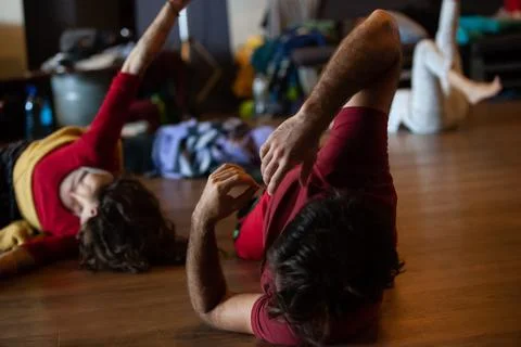 Dancers movement contact improvisation performance Stock Photos