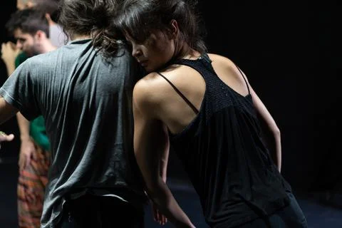 Dancers movement contact improvisation performance Stock Photos
