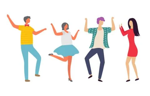 Dancers Moving in Pair, Couple Dancing Vector Ilustração Stock