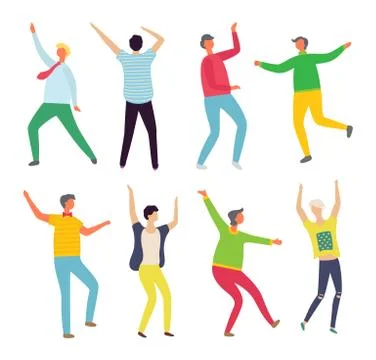 Dancers Moving in Pair, Couple Dancing Vector Ilustração Stock