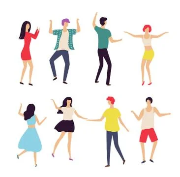 Dancers Moving in Pair, Couple Dancing Vector Ilustração Stock