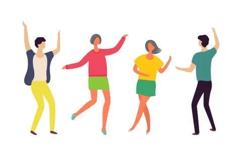 Dancers Moving in Pair, Couple Dancing Vector Ilustração Stock