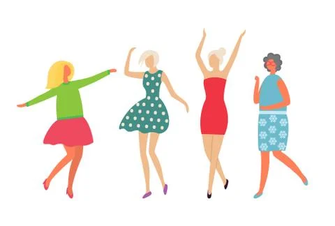 Dancers Moving in Pair, Couple Dancing Vector Ilustração Stock