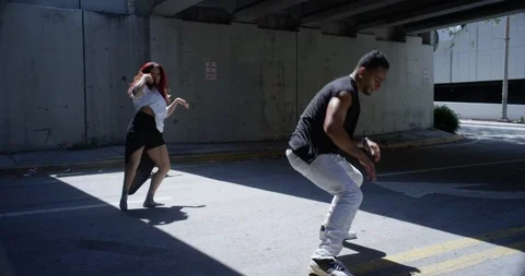 Dancers performing their routine under an overpass 스톡 동영상 97021825