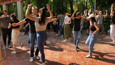 Dancers practice in Parque Mexico, Mexico City, Mexico 4K Stock Footage 299243495