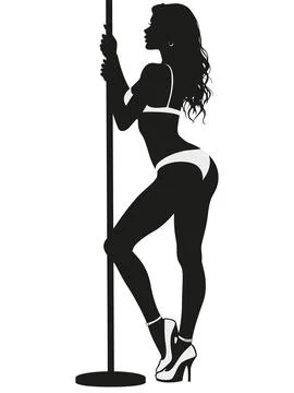 A dancers silhouette gracefully posed at a pole, showcasing athleticism and.. Stock Illustration