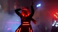 Dancers In Suits With Led And Neon Lamp Stock Footage