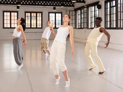 Dancers training in a dance studio Stock Photos