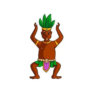 Dancing african tribe king with hands up and gold jewelry Stock Illustration