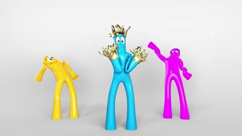 Dancing air dolls on a bright background. The video is looped and has a color Stock Footage 196282417