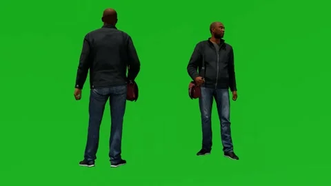 Dancing and cheering after victory animated man in blue suit and brown pants fro Video stock 201737147