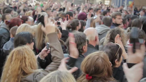 Dancing and cheering crowd at the concert Stock Footage 48385569