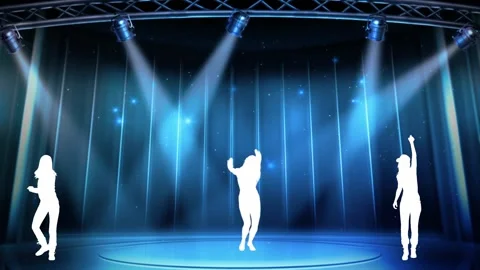 Dancing On an animated Club lighting Background, Silhouette Stock Footage