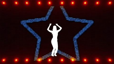 Dancing On an animated Stars Background, Silhouette Video stock 196224626