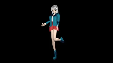 Dancing anime girl Stock Footage 100725098
