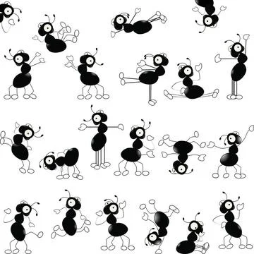 Dancing ants pattern Dancing ants pattern, isolated objects over white Cop... Foto stock