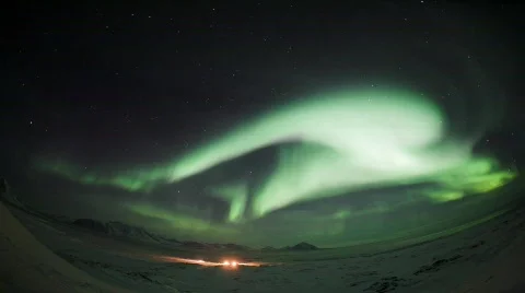 Dancing Arctic Northern Lights during the strong solar storm Stock Footage 776576