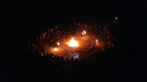 Dancing around the fire (aerial view) 4 库存影片 258842221