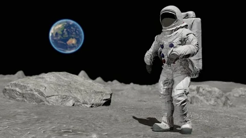 Dancing of Astronaut on the moon. Elements of this video furnished by NASA. Stock Footage 138952813