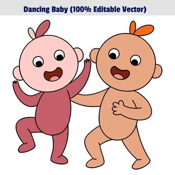 Dancing babies vector illustration. Joyful animated baby characters. Stock-Illustration