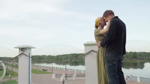 Dancing on the background of the promenade. Stock Footage 133314542