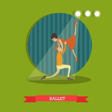 Dancing ballet couple vector illustration in flat style Stock Illustration