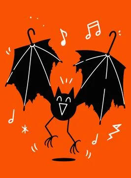 Dancing Bat with Umbrellas 库存插图