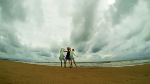 Dancing on the beach artistic motion blur time lapse. 4K resolution Stock Footage 49715616
