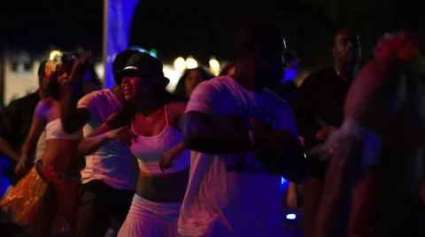 Dancing on the beach in Punta Cana at night Stock Footage 52459773
