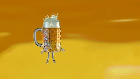 Dancing beer mug render 3D Stock Footage 90912830