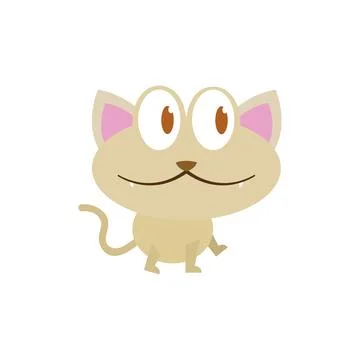Dancing Beige Cat. Vector Stock Illustration